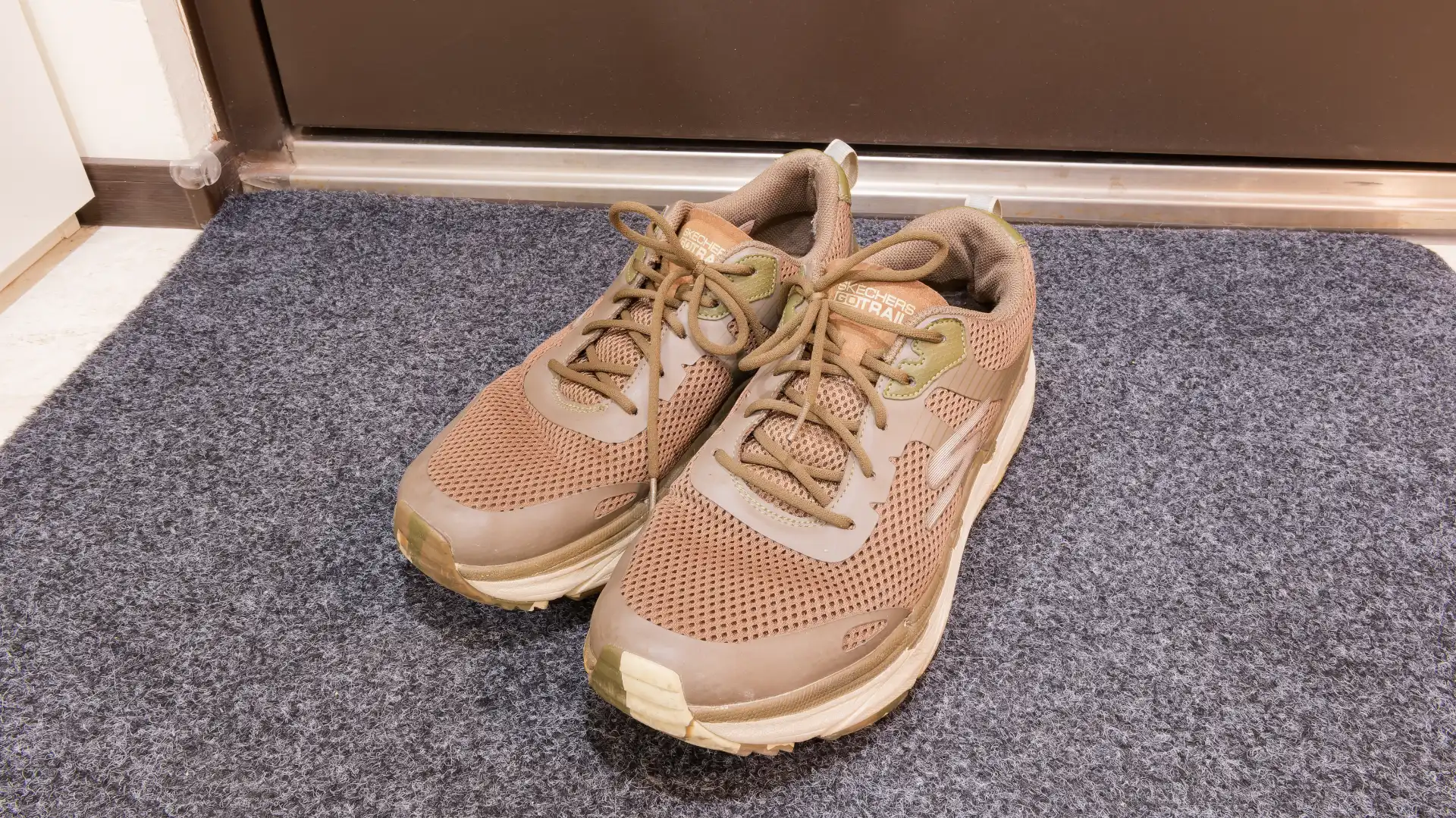 A pair of green Skechers Gotrail shoes in Taiwan.
