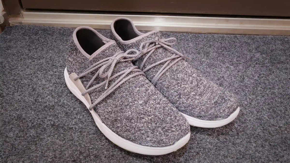 A pair of gray Made-in-Taiwan ‘Cityscape’ sneakers.