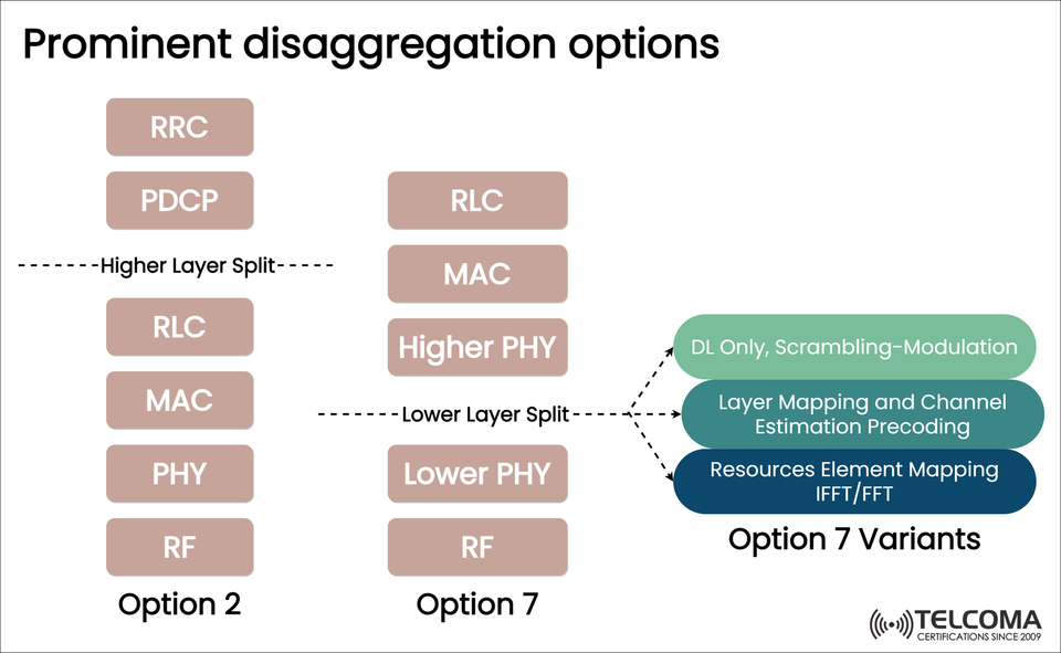 Understanding 5G Disaggregation Options: Option 2 vs Option 7 and Their Variants