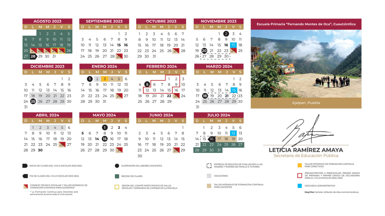calendario ciclo escolar 2023 2024 cuando terminan clases 