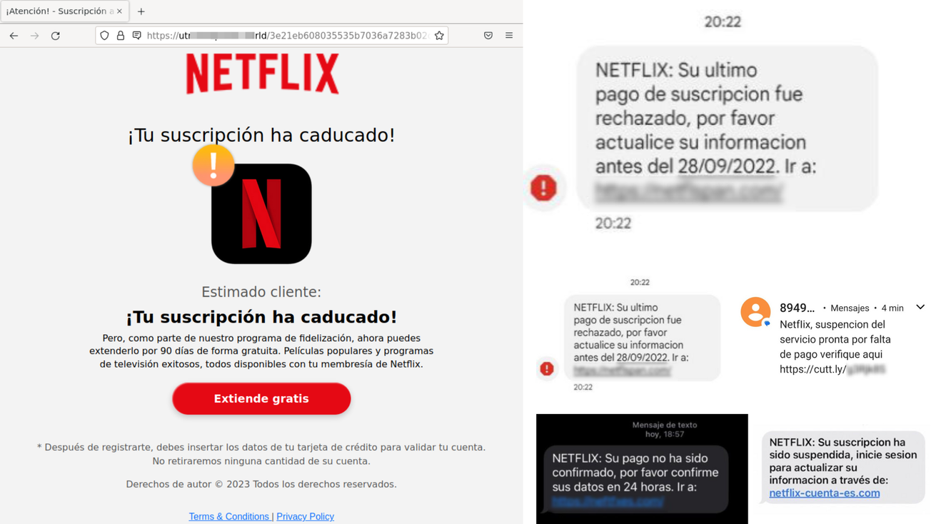 Alertan sobre fraudes con mensajes falsos de Netflix