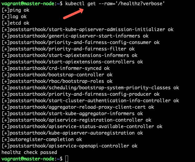 kubernetes API health status