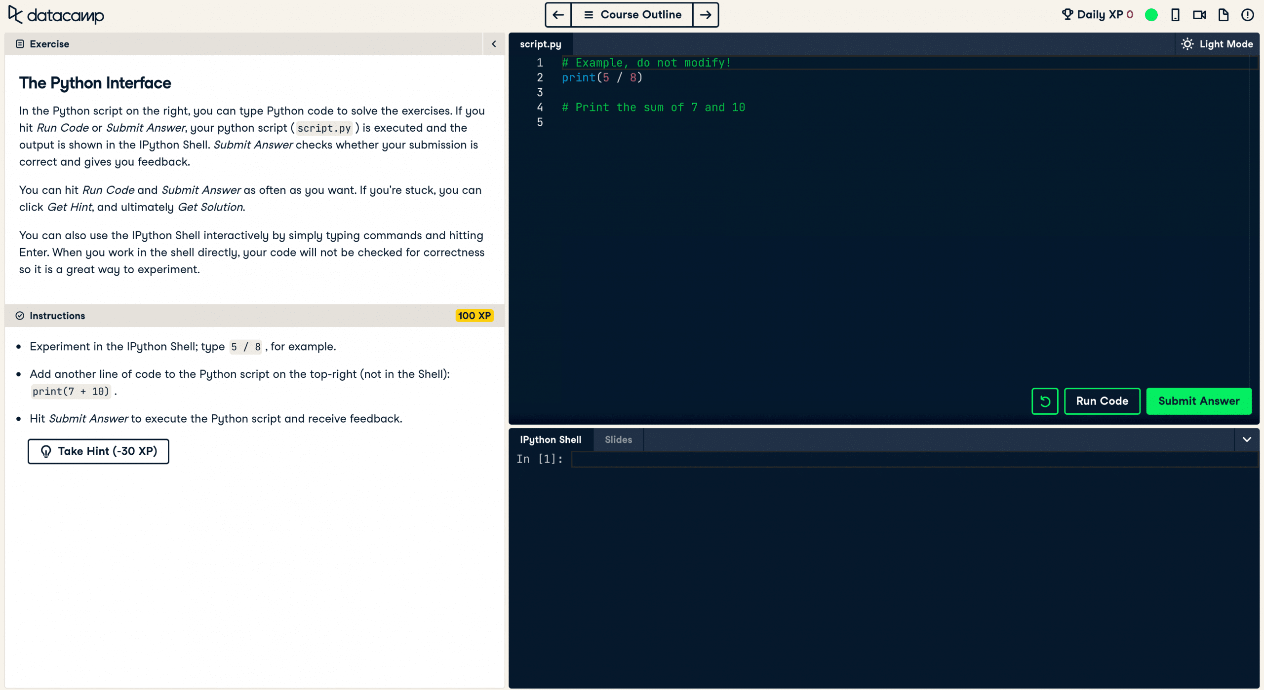 datacamp interactive shell