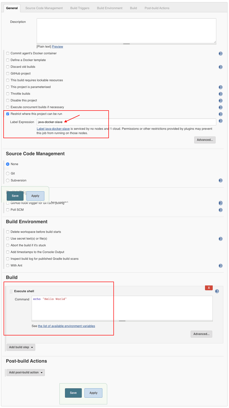 Jenkins build job with container as build agent