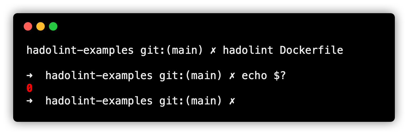 hadolint zero exit code.