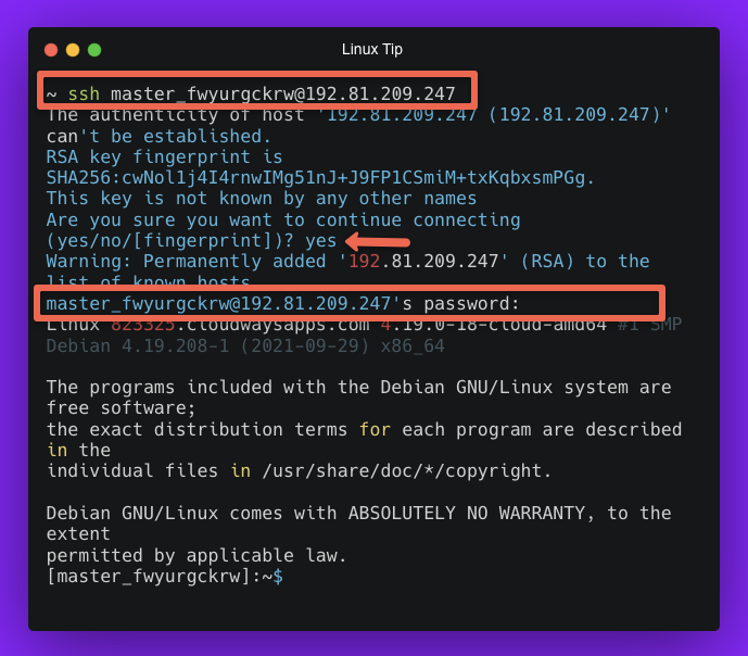 cloudways ssh connection