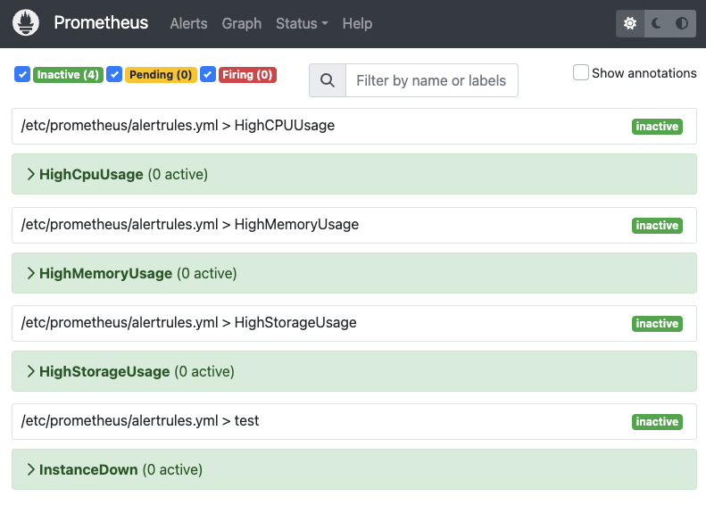 prometheus alert page.