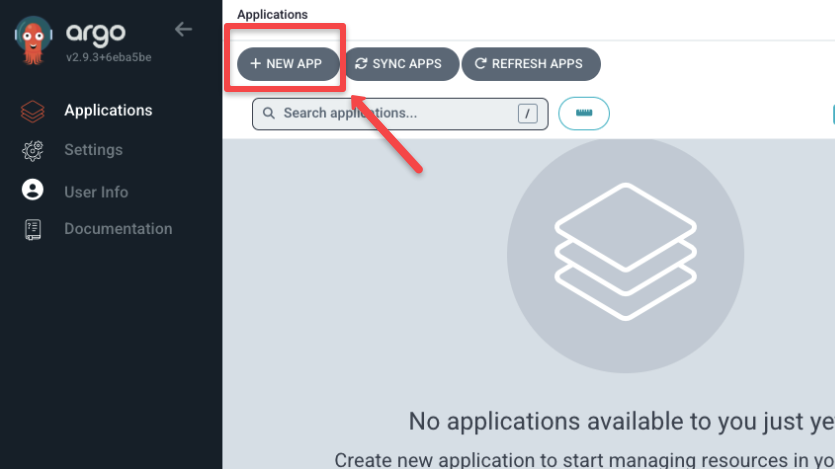 press the add NEW APP button to start the configuration