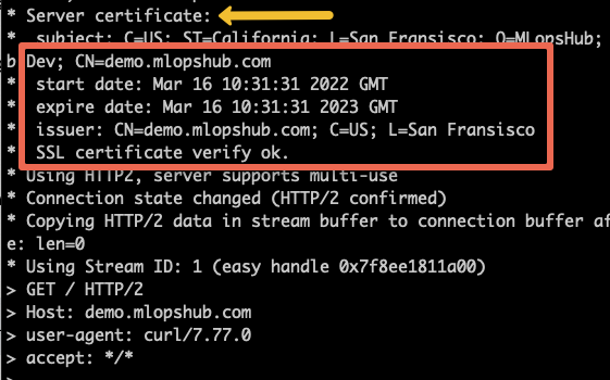 validate ingress TLS using curl