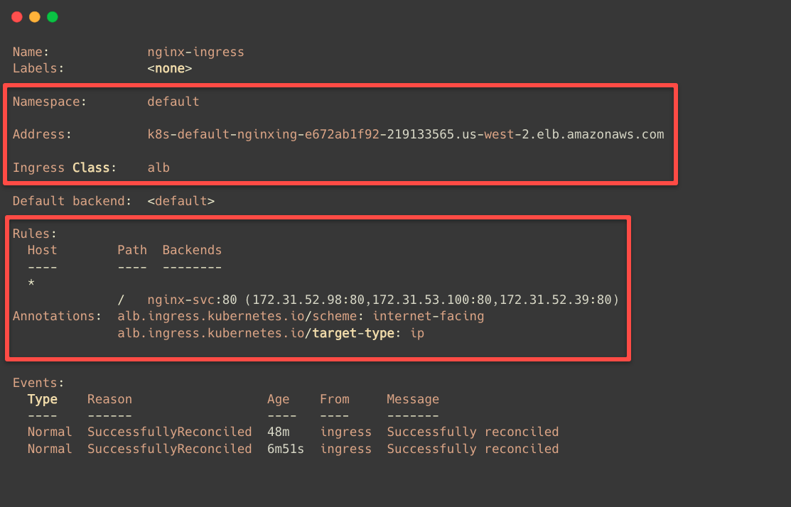 the ingress object creation for the demo application with the type of clusterip