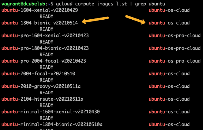 gcloud list compute instance images from google cloud