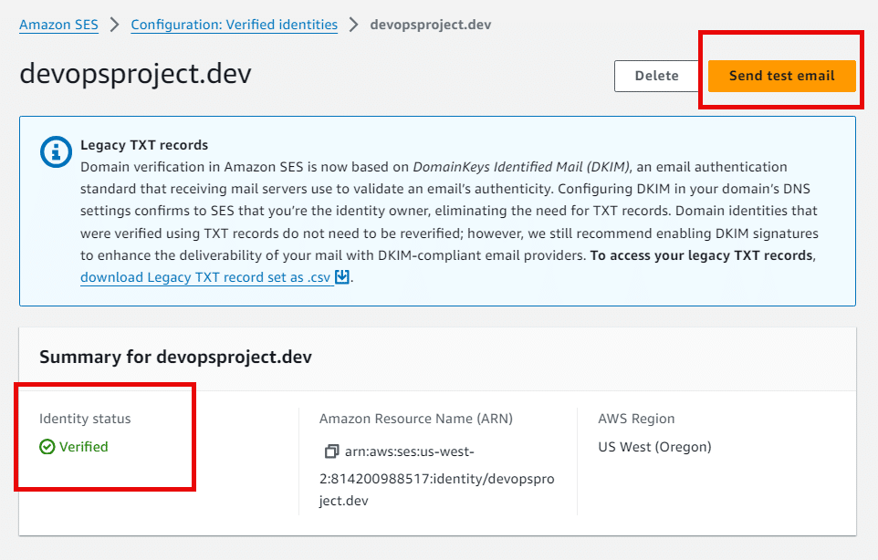 aws ses verifcation