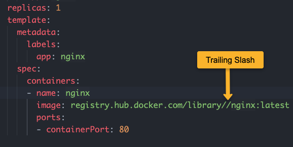 troubleshoot Error: InvalidImageName  with url slash