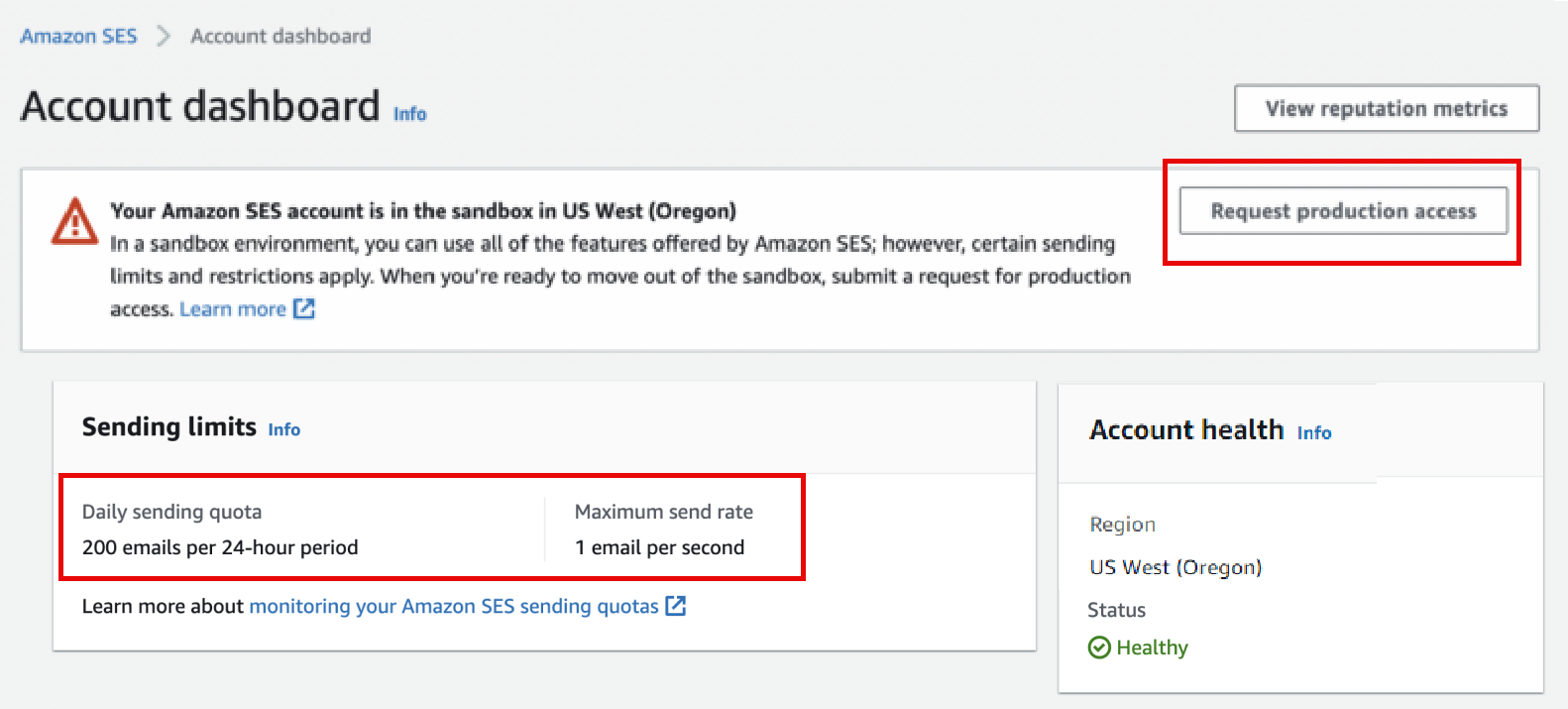 aws ses sandbox environment