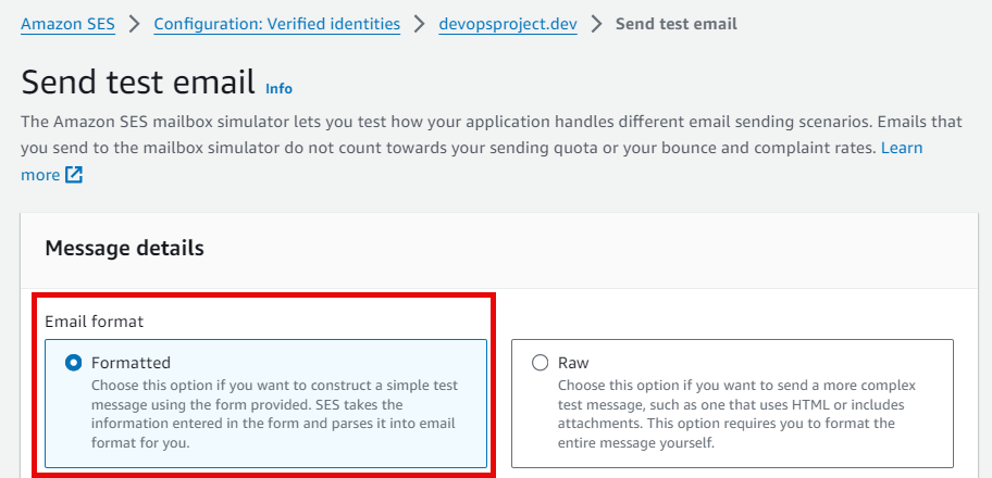 aws ses send test emails