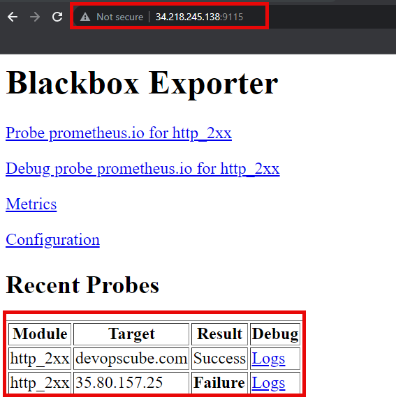 prometheus black box exporter output