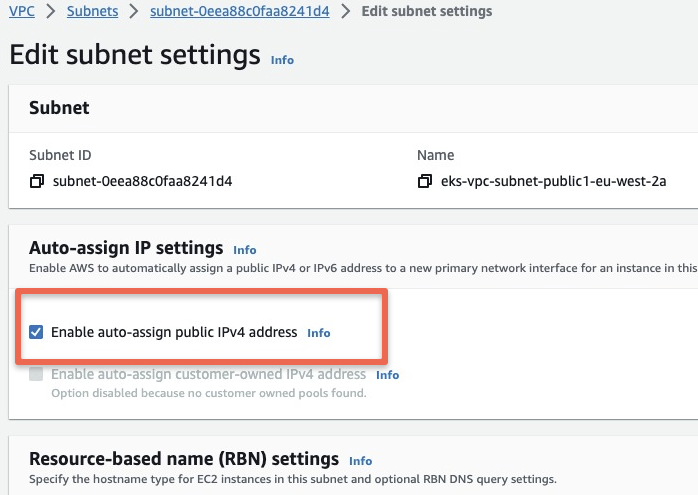 EKS Subnet Autoassign Public IP Error