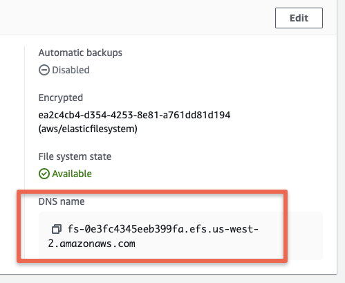 EFS DNS endpoint