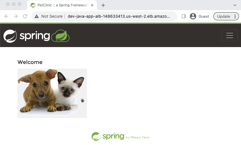 AWS autoscaling ALB with springboot application webpage.