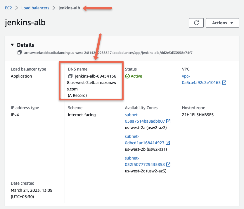Jenkins application load balancer.