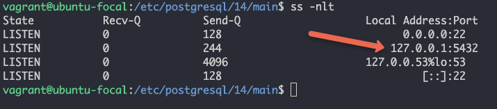 PostgreSQL listening on loopback interface (127.0.0.1)