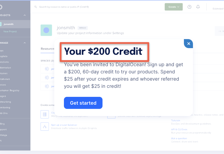 Digital ocean free credit