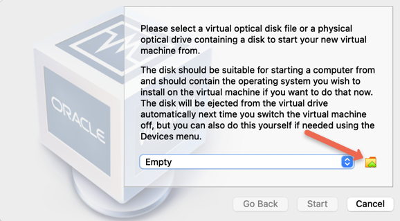 load ISO image in Virtual box