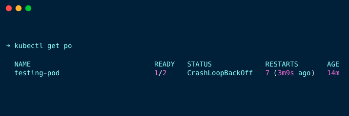 output of running the pod with a pod-level security context with only one container has non-root user