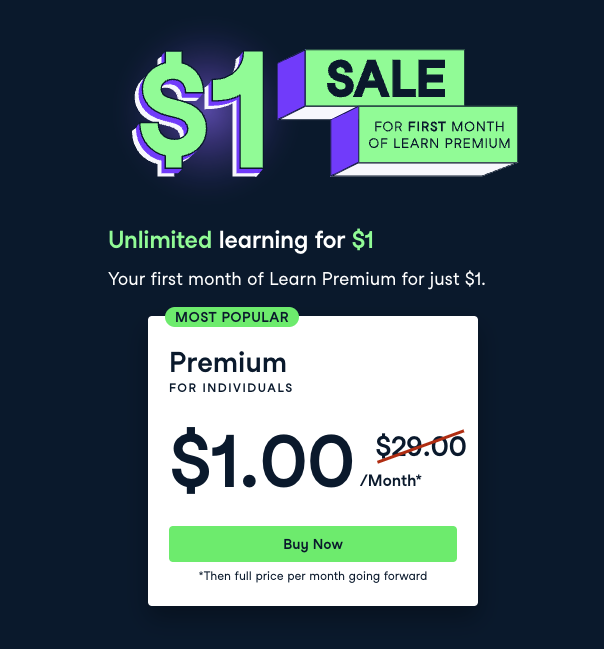 Datacamp $1 sale