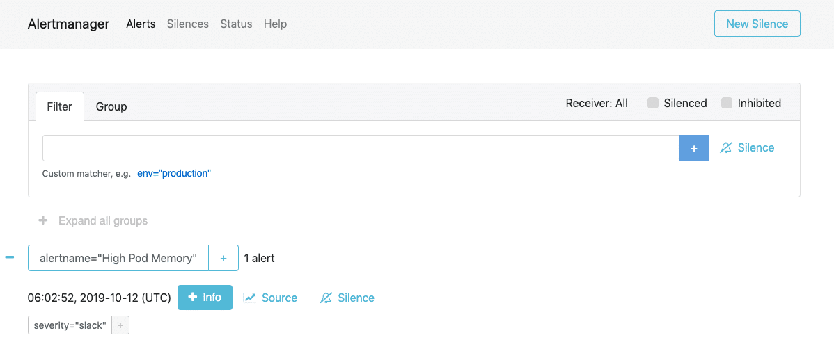 kubernetes alertmanager dasbboard