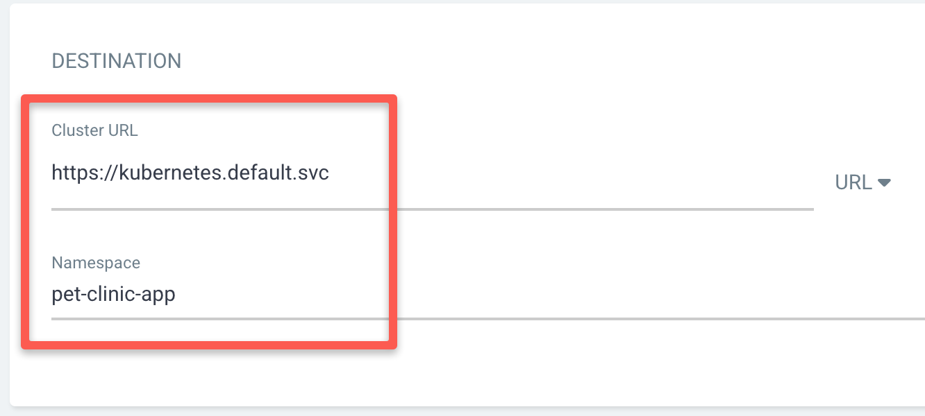 Helm chart with argocd: Selecing the destination for addinf new app