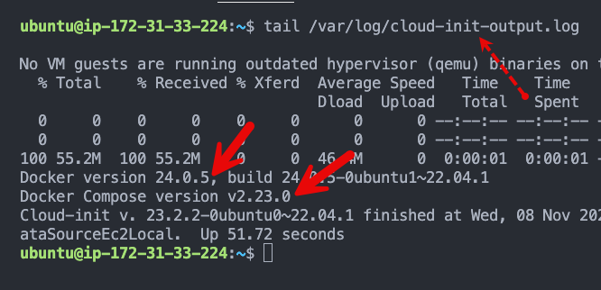 verify user data execution via cloud init logs.