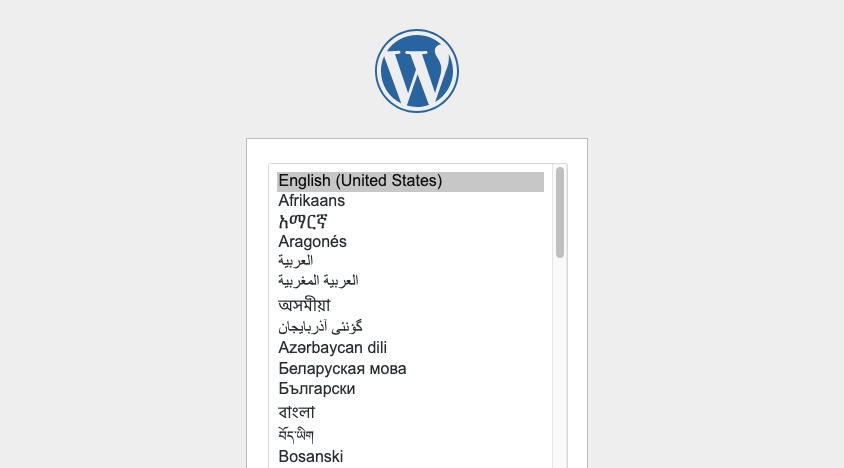 wordpress configuration wizard.