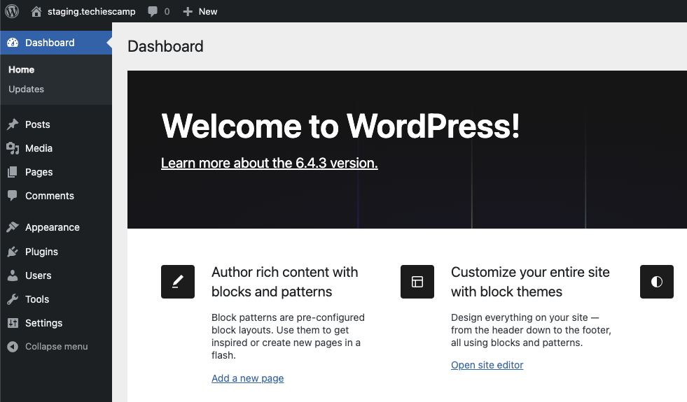 wordpress dashboard