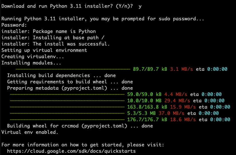 gcloud CLI installation