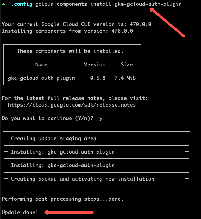 Install gke-gcloud-auth-plugin