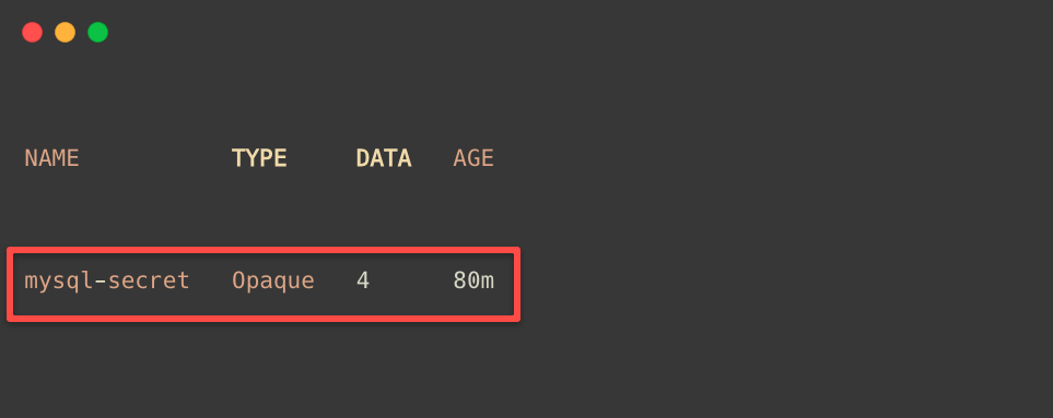 the availabe secrets list in the default namespace