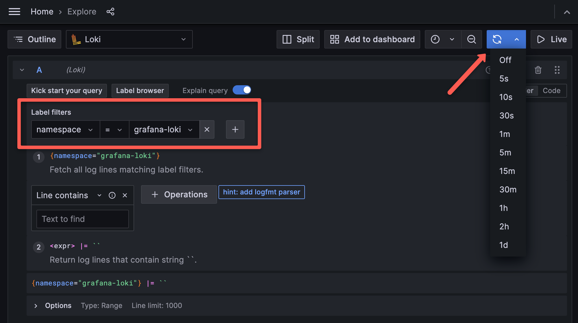 Filtering the logs using loki