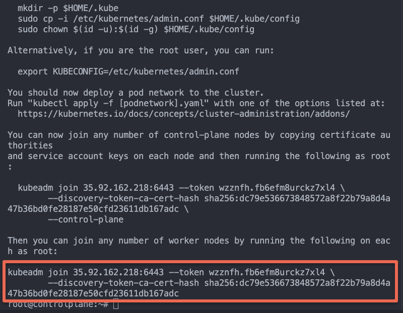 kubeadm join command for worker nodes