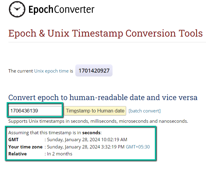 timestamp conversion