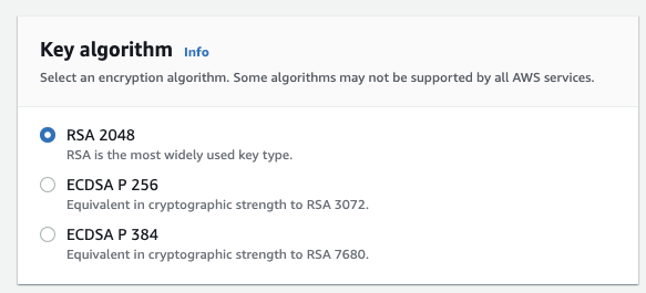 ACM certificate algorithm