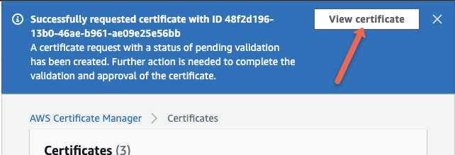 ACM successful notification.
