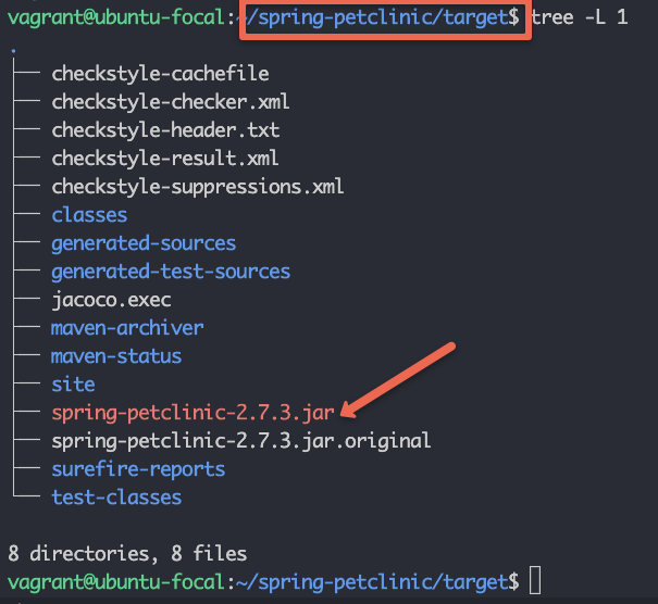maven build target directory with jar file