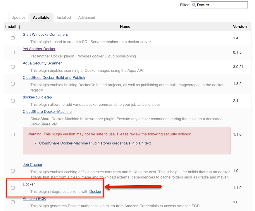 Install Jenkins Docker Plugin