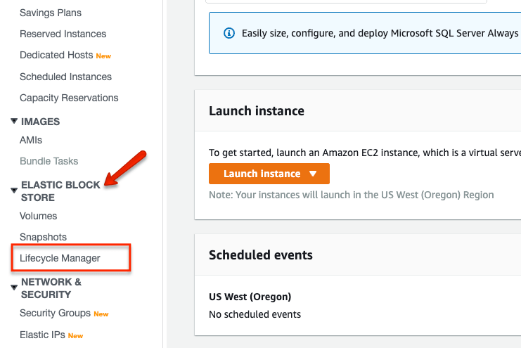 EBS life cycle manager to create ebs snapshot policy.