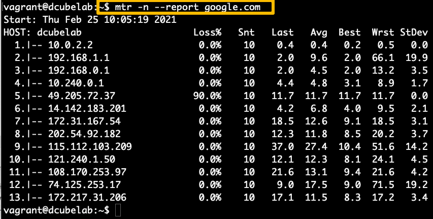 network troubleshooting with mtr report