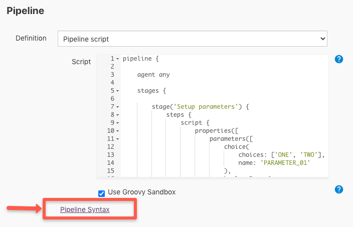 Jenkins pipeline syntax generator