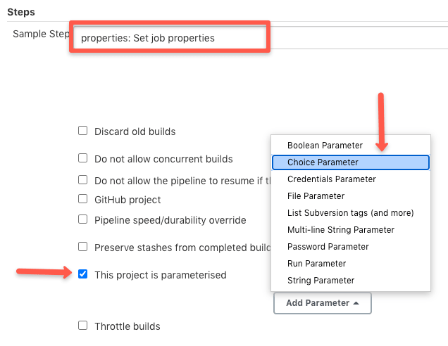Generating Jenkins parameter code for declarative pipeline