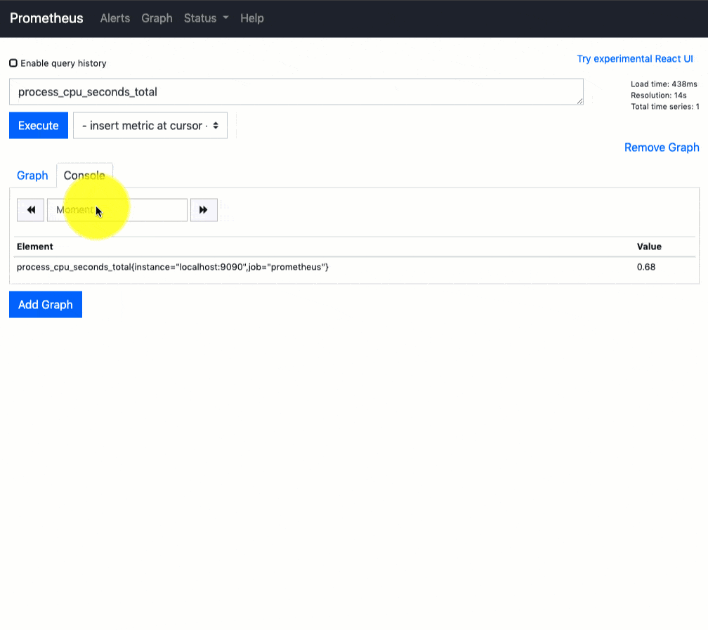 querying metrics from prometheus UI