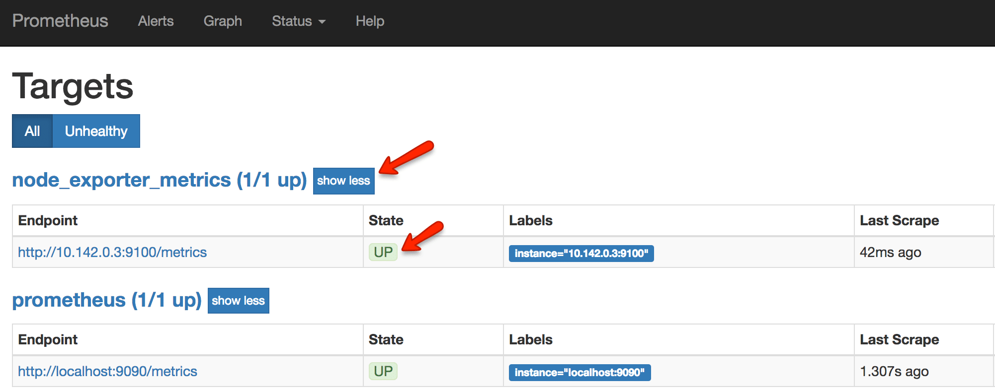 prometheus node exporter status